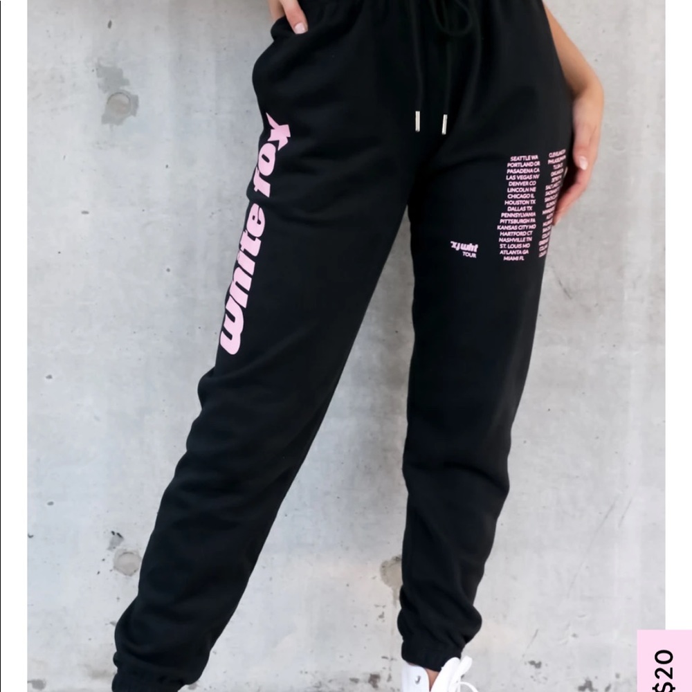 White fox up late sweatpants